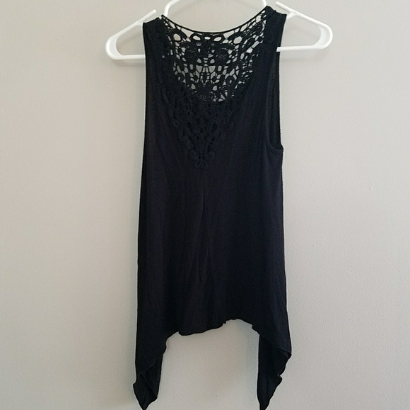 Black Lace Back Tank Top - Picture 2 of 3